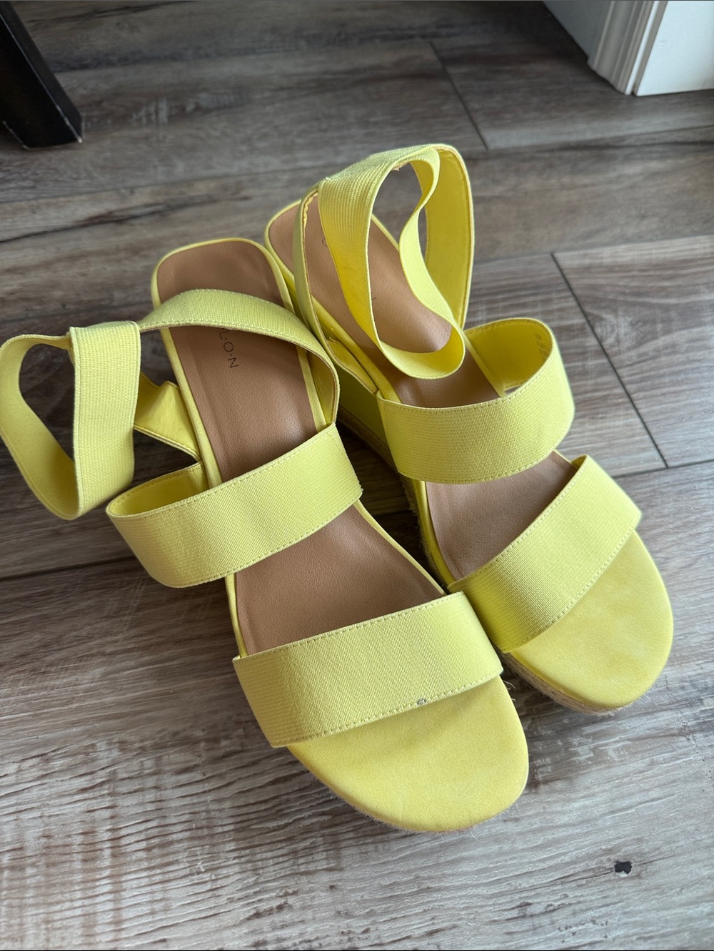 Caslon Yellow Elastic Strap Wedge Sandals